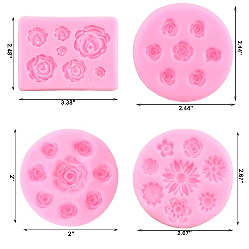 ZiXiang Rose Flower Silicone Molds Daisy Flower Fondant Mold Set Of 4 - color: Style A