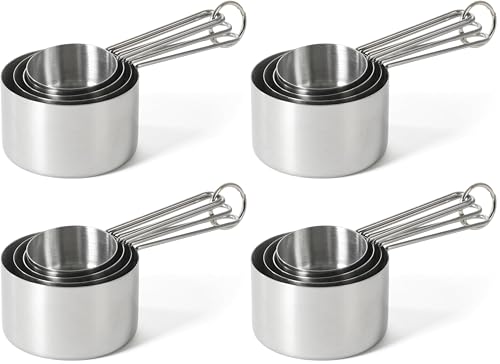 Martha Stewart Richburn 4-Piece Stainless Steel Measuring Cups Set – Durable and Accurate Kitchen Measuring Tools for Baking and Cooking (Pack of 4) - color: Silver, size: Measuring Cups (Set of 4) (Pack of 4)