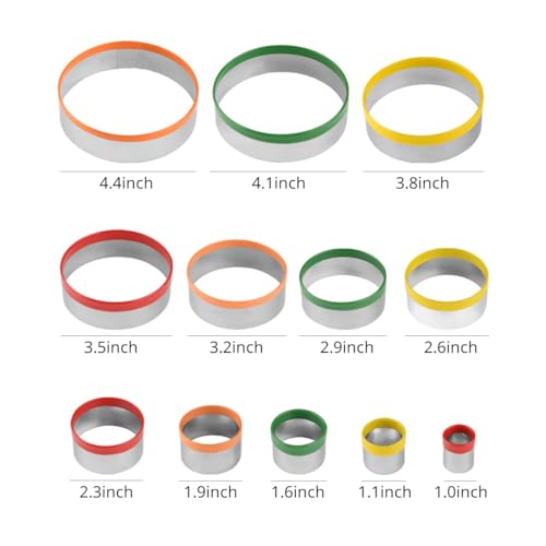 Round Cookie Biscuit Cutter Set,12 PCS Donut Cutter Round Cookie Cutter Set for Baking Doughnut,Clay,Scone,Pastry, Fondant Cutter Molds with Colorful Rubber Protective Case