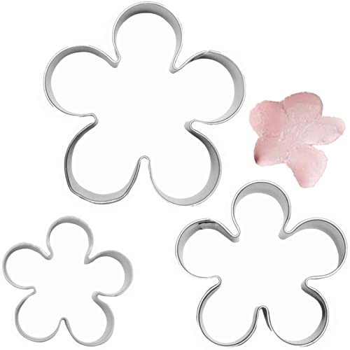 Flower Shaped Rose Petal Cookie Cutters Set Stainless Steel 3Pcs