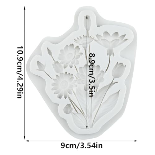 Flower Silicone Mold Daisy Tulip Flower Bouquet Fondant Molds - color: Style K