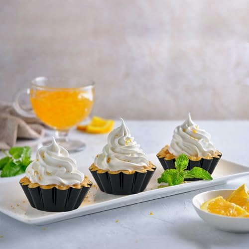 12Pcs Egg Tart Molds, 3-Inch Nonstick Tart Pans with Silicone Brush
