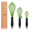 OYV Green Silicone Whisk Set of 3, 8/10/12 Inch, Dishwasher Safe - color: Premium(Green Pack)