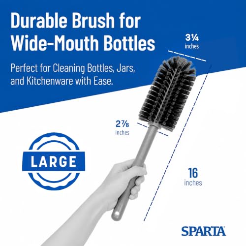 SPARTA Large Water Bottle Brush Ideal for Wide-Mouth Jars, Bottles and Tumblers, Dishwashing Tool with Handle for Home and Commercial Kitchens, Plastic, 16 Inches, Purple (Pack of 4) - color: Purple
