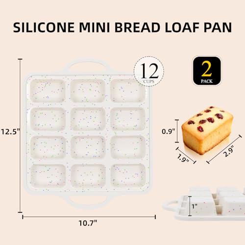 Silicone Mini Loaf Pans with Metal Reinforced Frame,12-Cavity loaf pans 2Pc - size: Mini (12-Cavity)