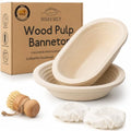 9" Round & 10" Oval Wood Pulp Banneton Bread Proofing Basket Set, Sourdough Banneton Basket Set, Bread Making Tool Brotform Sourdough Bread Baking Supplies