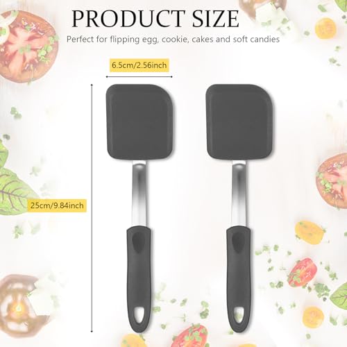 2Pcs Mini Silicone Cookie Brownie Spatula, Solid Flat, Grey - color: Gray, style: Solid Flat