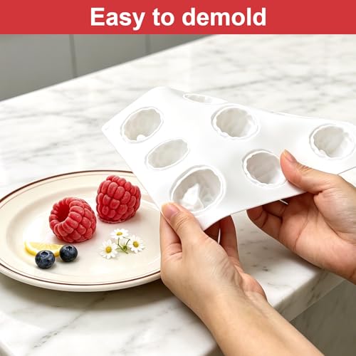 Raspberry Silicone Molds for Mousse Cake Small Fruit Pudding Raspberry Mold - color: Small 12-Cavity Raspberry