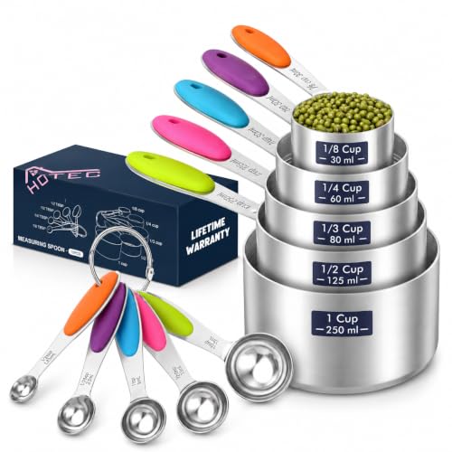 HOTEC 10-Pack Measuring Cups & Spoons Set, Multicolor - color: Multicolor