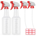 Veco Spray Bottle (2 Pack&2 extra Nozzle,16 Oz) with Measurements and Adjustable Nozzle, HDPE Plastic Spray Bottles for Cleaning Solution, Household/Commercial/Industrial Use, No Leak and Clog - size: 16 Ounces (Pack of 2)