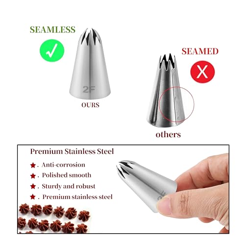 12 PCS Large Piping Tips, Stainless Steel Icing Tips Set for Cupcake Cake