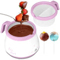 Party Desserts Candy and Chocolate Melting Pot with 2 Pots, Mini Electric Fondue Pot, Melts Candy Chocolate in a Couple of Minutes, Ideal for Cake Pops Cookies Cakes, 2.5 Cups, Pink - color: Chocolate Melting Pot (Pink)