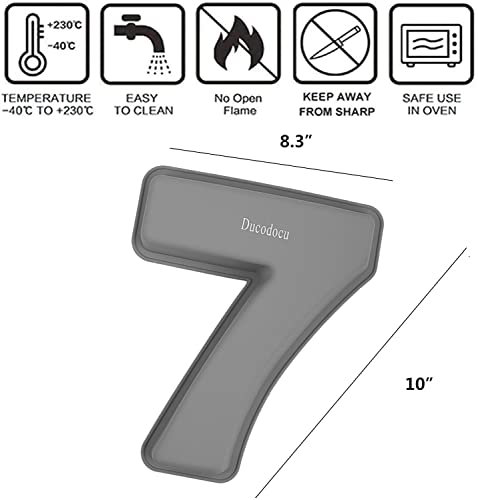 Ducodocu Silicone Cake Pans 3D Large Number Cake Mould Novelty Cake Tins DIY Baking Mold for Birthday Wedding Anniversary 10 inch Number of 7 - size: 7