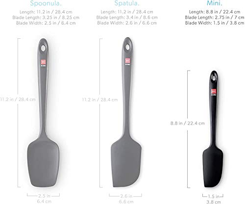 DI ORO Mini Silicone Spatula - Small Jar Scraper, 600F Heat Resistant - color: Black