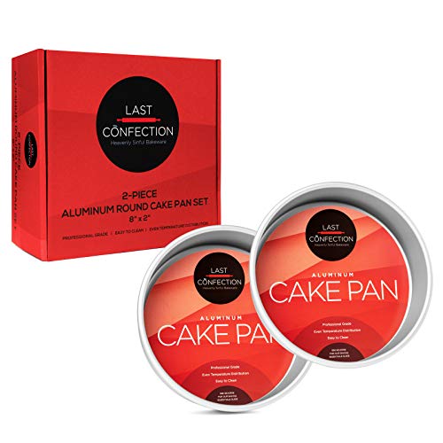 Last Confection 8 x 2 Inch Round Cake Pans, Set of 2 Anodized Aluminum Cake Pans Baking Tins - size: 2 Pack - 8" x 2" Deep