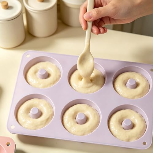 1pc 6-Cavity Silicone Donut Mold – Non-Stick Baking Pan for Donuts, Bagels and Dessert Making, Reusable Oven Bakeware Tool