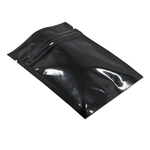 100 Pack 5.5x7.9 inch Opaque Black Reusable Resealable Mylar Bags - color: Black, size: 5.5x7.9 inch