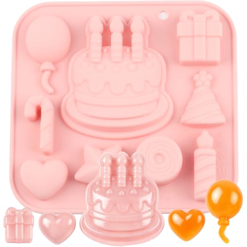 9 Cavity Birthday Cake Theme Silicone Candy Molds