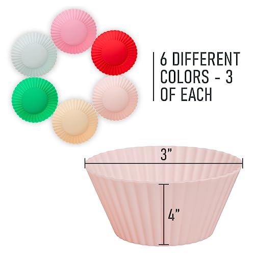 24 Pack Silicone Cupcake Baking Cups - Heavy Duty Cupcake Liners, Non-stick and Dishwasher Safe Silicone Baking Liners, Non-toxic Muffin Liners by Tacken
