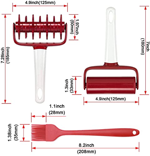 4 pcs Pizza Tool Set Including Pastry Pizza Roller, Pizza Dough Docker that Time-Saving and Dough Cutter and Silicagel Pastry Brush (4 pcs) - style: 4 pcs