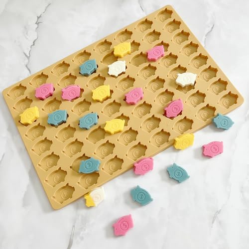 Adorable Piggy Bank Silicone Molds for Homemade Chocolates, Gummies, Candies with Scraper - color: Yellow