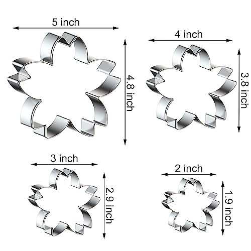 Cherry Blossom Flower Cookie Cutter Set - 4 Piece Sakura Cookie Cutters - Stainless Steel - color: Cherry Blossom