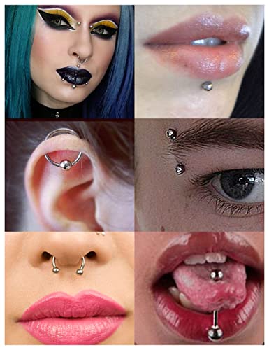 Vsnnsns 9 Style 316L Surgical Steel Body Piercing Tools Kit Piercing Clamps Forceps Use for Nose Septum Lip Tongue Eyebrow Belly Rings Ear Dermal Piercing Jewelry Kit Tools - color: Style 9, Piercing Balls Grabber Tool