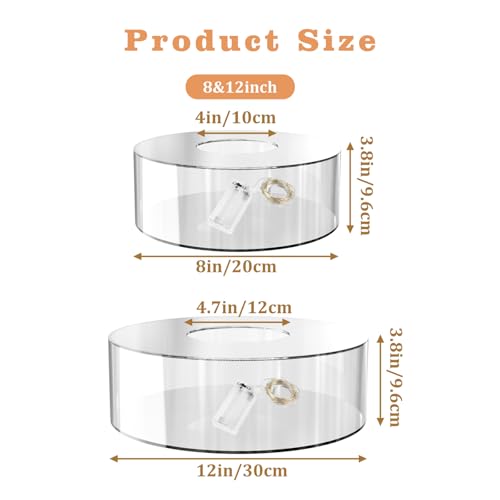 8 12 Inch Round Acrylic Cake Stand 2 Pack Clear Display Riser - size: Round8" & 12"