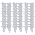 AIMUDI Silver Satin Ribbon Twist Tie Bows 3.5" Pretied Bows Premade Craft Bows for Treat Bags Cake Pop Gift Wrapping Basket Wedding Favors Cookie Candy Bagging Baby Shower - 50 Counts - color: Silver