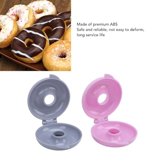 2 Pack Donut Baking Mold, Round Plastic Press Doughnut Cake Pan with Flip Design,Pink Blue for Bagel Bread Pastry DIY