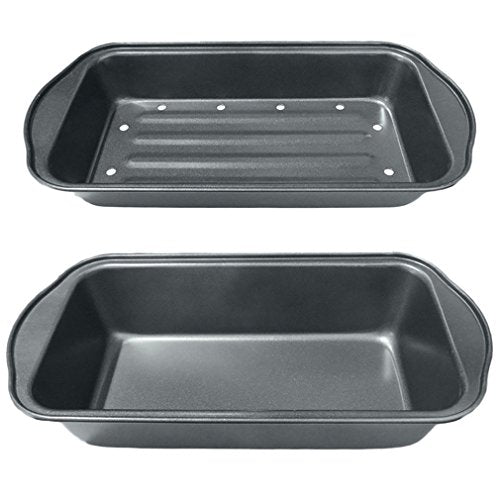 2 Sets Meatloaf Pan-2 Piece Set-Drains Fat-Non Stick-Bread-More Flavor - size: 2 Sets