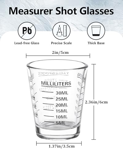 SAIAOKJ Shot Glass Measuring Cup Set, 2 Pack Espresso Shot Glasses (Black) - color: 2 Pack-Black