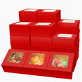 Bakepacker 60pcs Red Bakery Boxes with Window 6x6x3 inches Thick & Cookie Boxes & Sturdy Macaroon Pastry - color: Matte Red, size: 6"*6"*3" / 60 Pcs