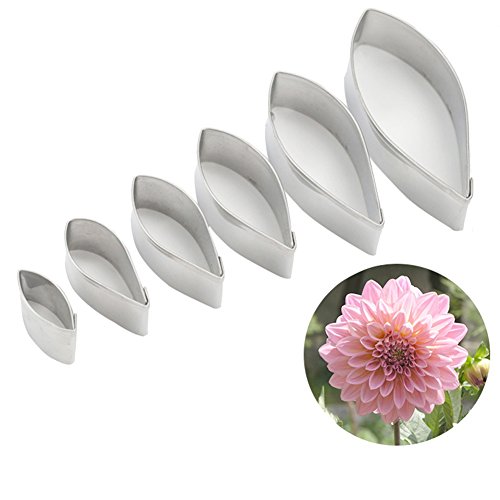 KALAIEN 6pcs/set Dahlia Sugar Flower Cutter Set Flower Petal Fondant Mold - color: Dahlia Cutter(6pcs)