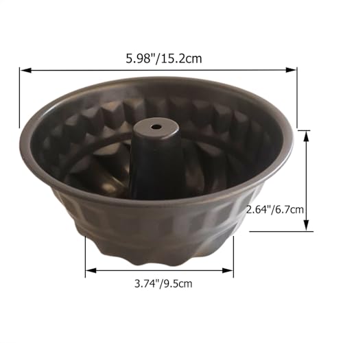 6 Inch Fluted Tube Cake Pan, Carbon Steel Small Ring Mold, Black - color: 6 Inch - Black - Fluted