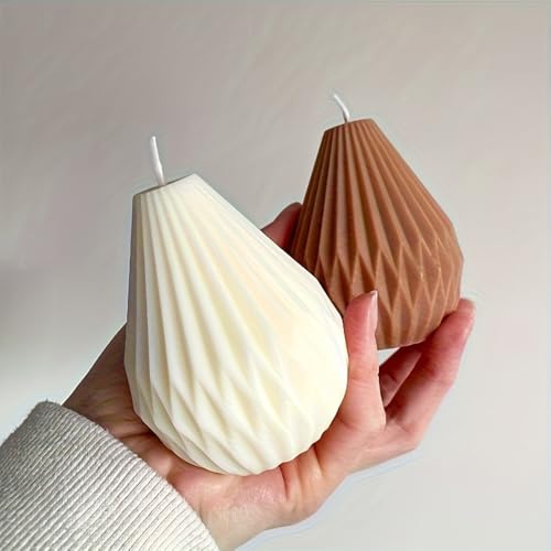 Silicone Candle Molds, 3D Pear Shape Scented Candle Mold, Classic Geometric Design, Colorless, BPA Free, Silicone Molds for Candle Making, DIY, Resin, Wax, Soap, Clay, Chocolate Etc - color: Pear Form