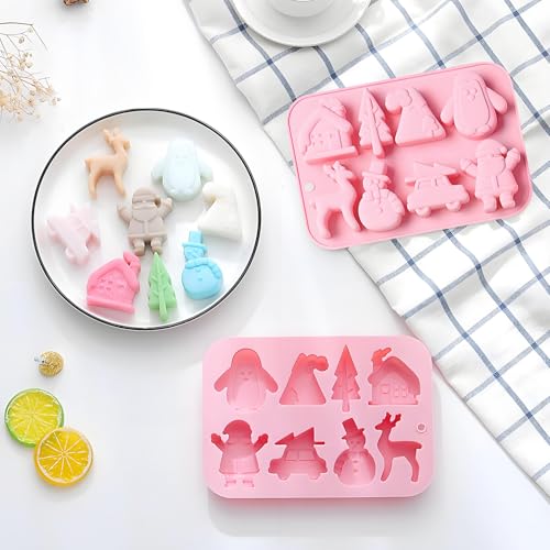 Christmas Silicone Baking Molds, 8-Cavity, 20.1x14.2 cm, Pink, 2 Pack - color: Pink-QY276