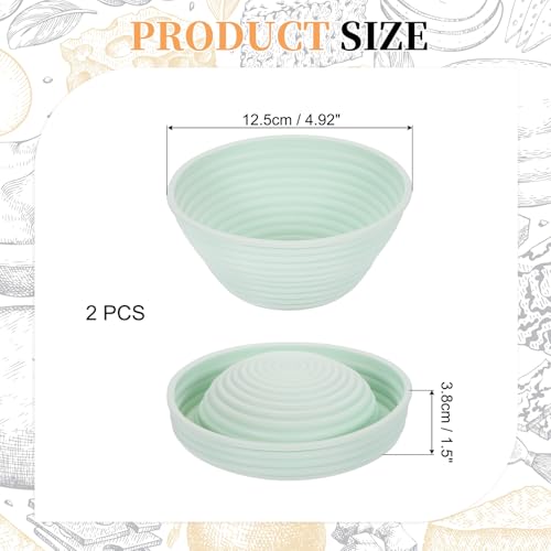 uxcell 2Pcs Silicone Bread Proofing Basket 4.9" Round Sourdough Mint Green - color: Mint Green, size: 12.5 cm / 4.9 Inch