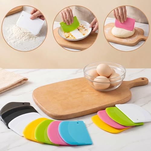 TIESOME 12PCS Dough Scraper, Plastic Thickened Bench Scraper
