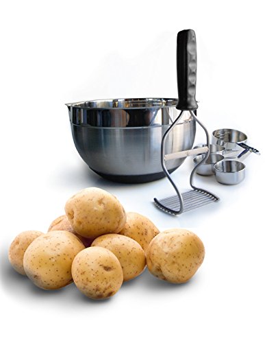 Diamond Series Heavy Duty Potato Masher – Stainless Steel Handheld Food Masher & Blender with Ergonomic Non-Slip Handle – Ideal for Beans, Veggies, Avocados, Fruits & More – Black - color: Black