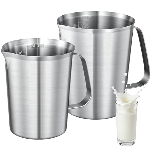 Stainless Steel Metal Measuring Cup w/Handle for Liquid,48&16oz - size: 48 oz+16 oz
