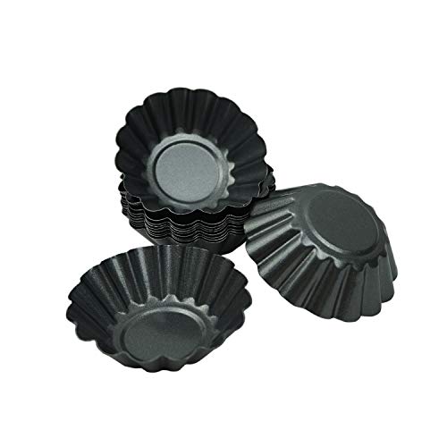 12 Pack Egg Tart Pan, Small Nonstick Carbon Steel Tartlet Tins - size: bigger 3"