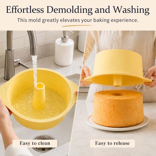 10Inch Silicone Angel Food Cake Pan with Stainless Steel Frame, 18Cups Food-Grade Silicone Angel Cake Pan for Angel Food, Pound Cake Pan, Chiffon Cake Pan - size: 10Inch Angel Food Cake Pan