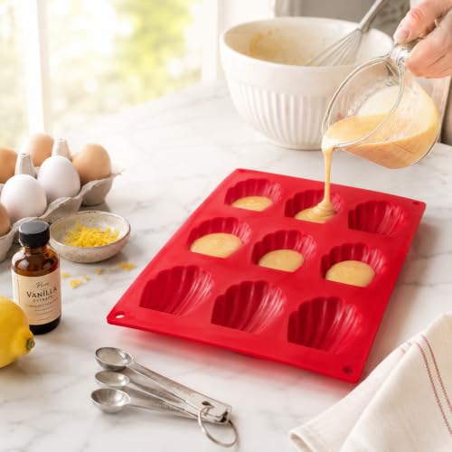 Mrs. Anderson's Baking Silicone Madeleine Cookie Pan, 9 Cup, European-Grade Silicone Bakeware, For Madeleine Cookies And Shell-Shaped Pastries - style: Madeleine