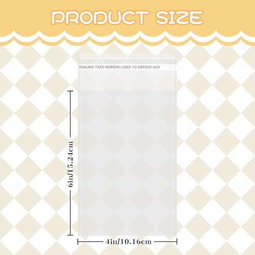 ONFAON Cookie Bags with Seal, 150 Pcs Crack-Resistant & Self-Sealing Treat Bags for Cookies, Bakery Goods, and Snacks – Food-Grade Clear Cellophane Bag for Gifts & Parties(4x6 in) - size: 4"x6"