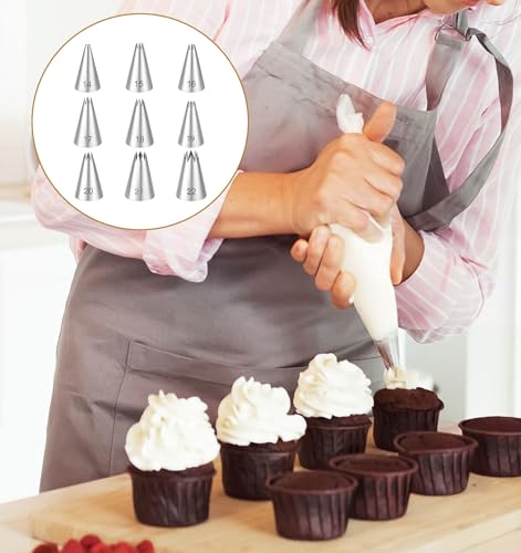 9 Pcs Star Piping Tip, Stainless Steel Star Shaped Piping Nozzles Set