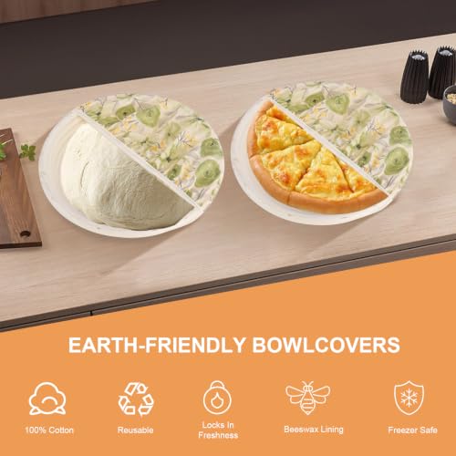 2Pcs 10inch Reusable Beeswax Elastic Bowl Covers for Bread Proofing - style: Rose