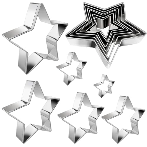 Star Cookie Cutter Set 6pcs Star Shaped Mold Metal Cookie Cutters Sandwiches Cutter Shapes Biscuit Mold for Kids Holiday Birthday Party