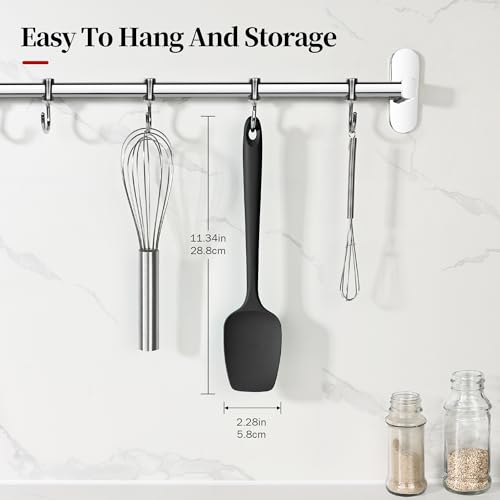 600ºF Heat Resistant Silicone Spoon Spatula for Cooking, Black - color: Black, size: 11.34in - Spoon Spatula