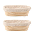 DOYOLLA Bread Proofing Baskets Set of 2 10 inch Oval Shaped Dough Proofing Bowls w/Liners Perfect for Professional & Home Sourdough Bread Baking - size: 10 inch